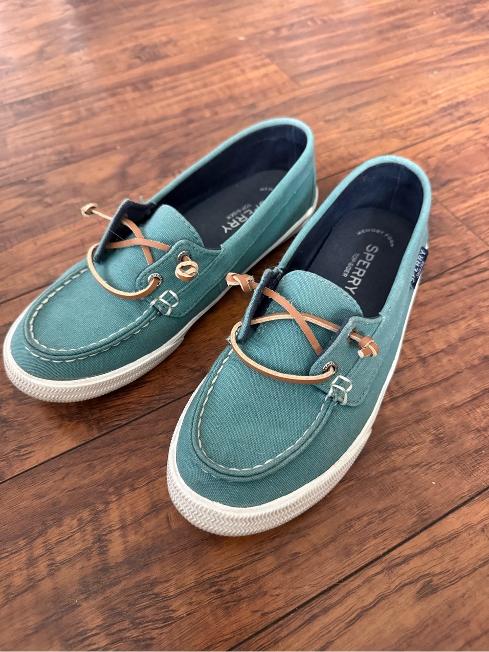 Sperry Lounge Away Teal Canvas Boat Shoes Casual Summer Coastal Fisherman | 7